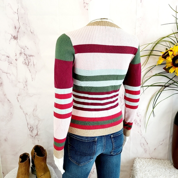 Parker gold shimmer trim ribbed sweater - Picture 6 of 9